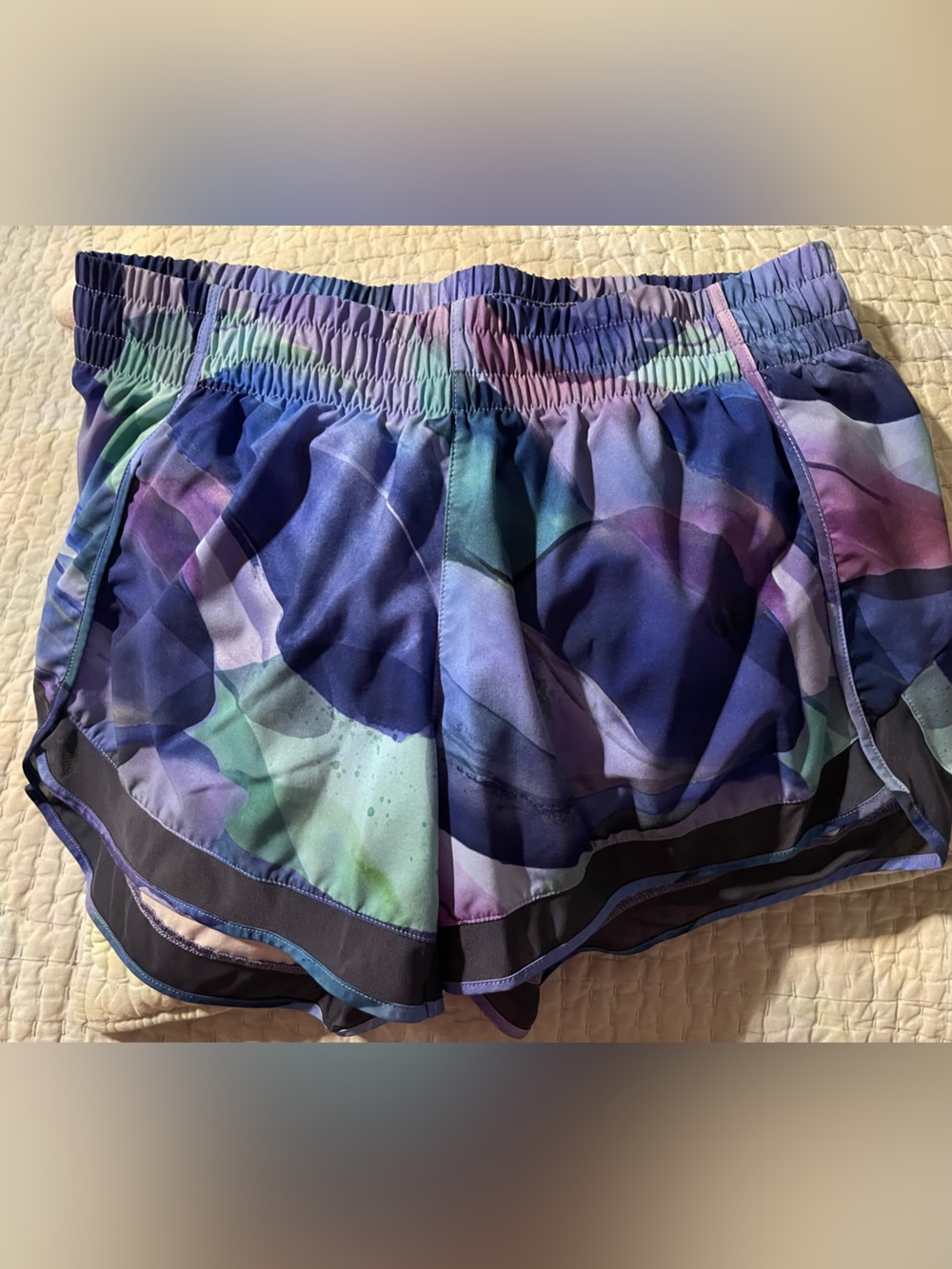Athleta Women's Multicolor Watercolor Athletic Shorts - Purple Blue Green